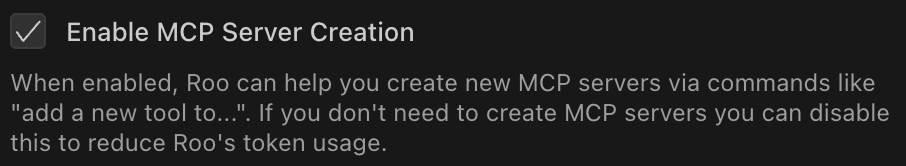 Enable MCP Server Creation toggle